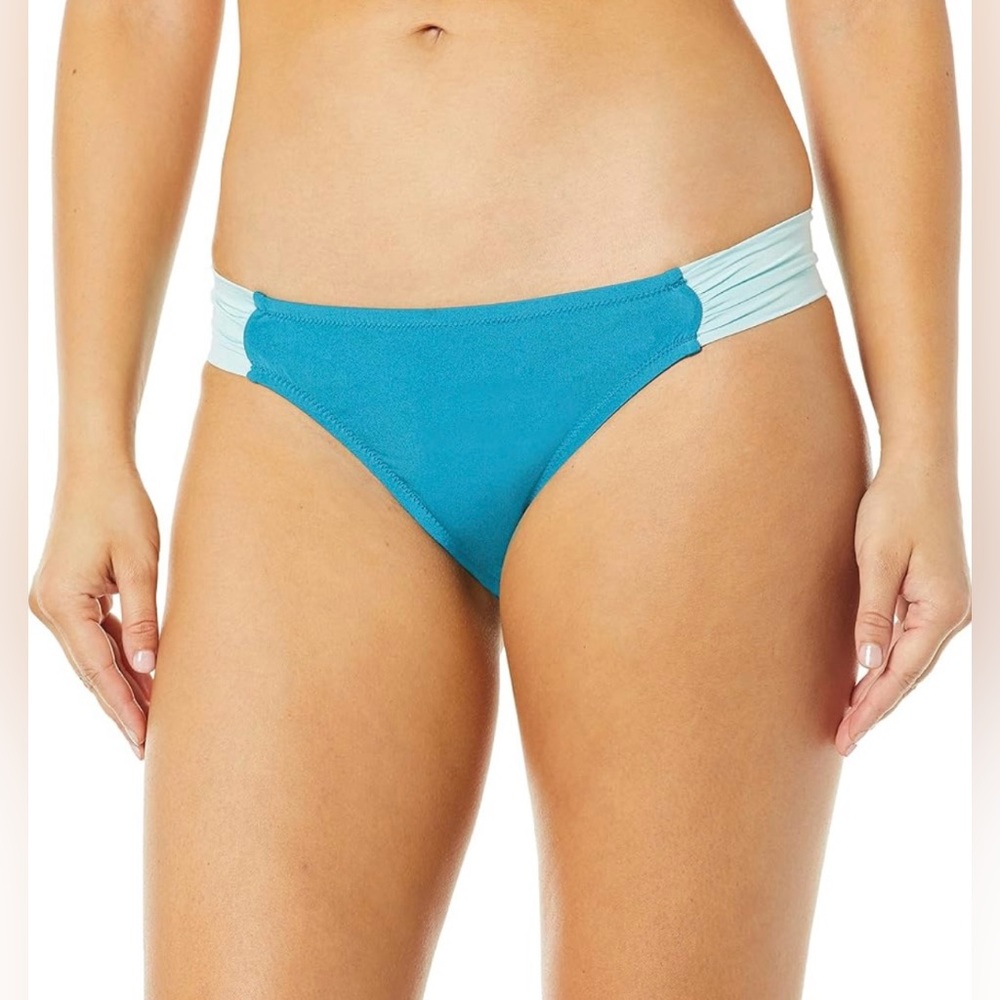 BCBGMAXAZRIA Women Shirred Side Sash Low-Rise Hipster Bikini Swimsuit  Sz 10 NWT
